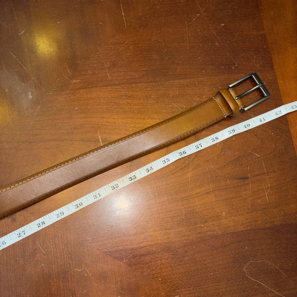 Mens Brown Genuine‎ Leather Belt 34 Waist Size Dress Casual Italian Made